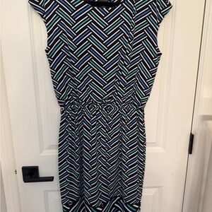 Worthington Black and White Sheath Dress Cap Sleeve